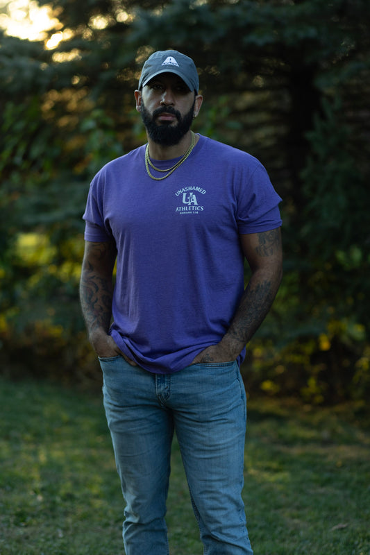 A) XL purple t shirt (blessed)