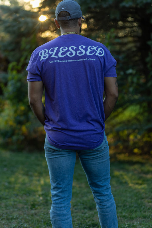 A) XL purple t shirt (blessed)