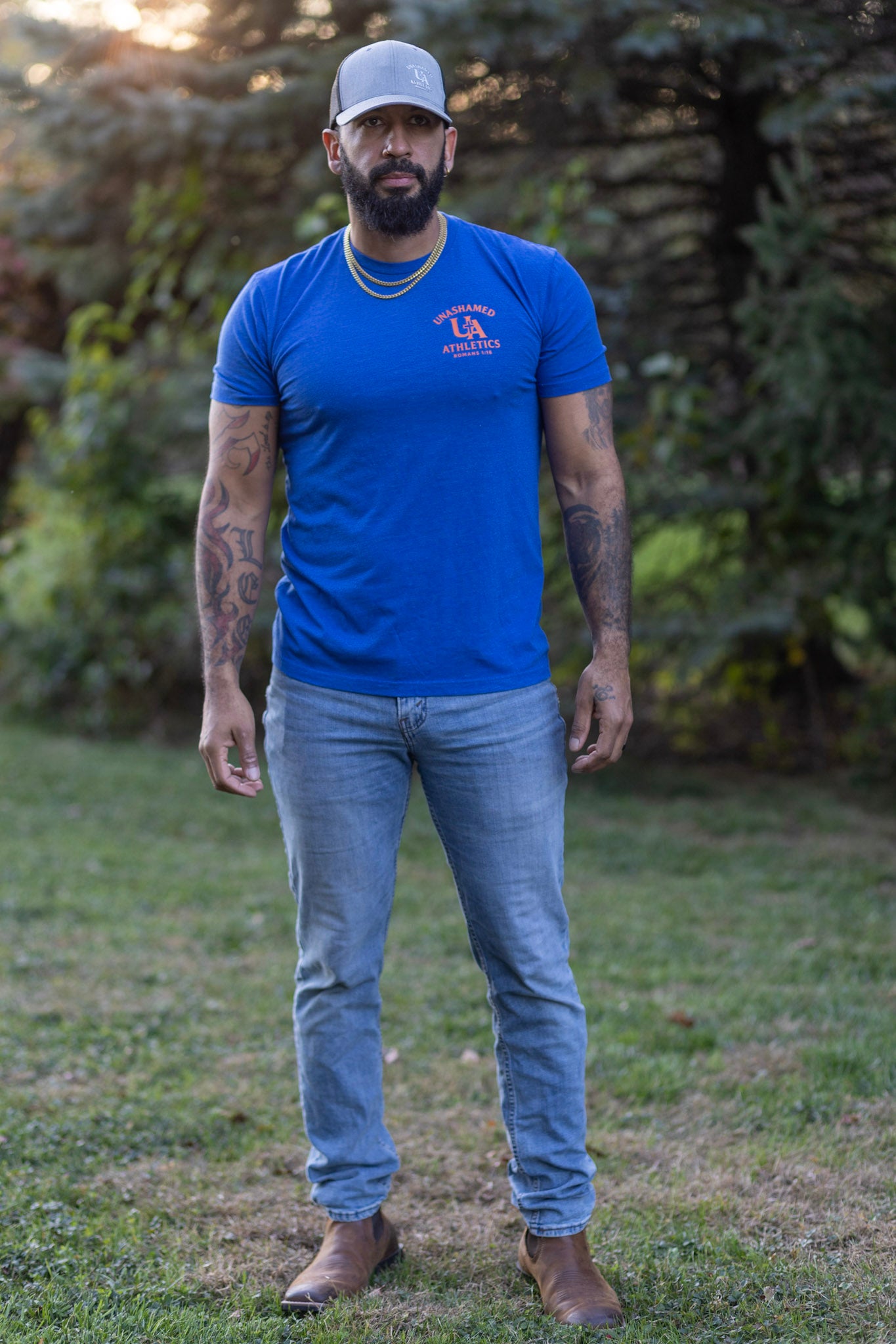 A) Large blue t-shirt (the brand)